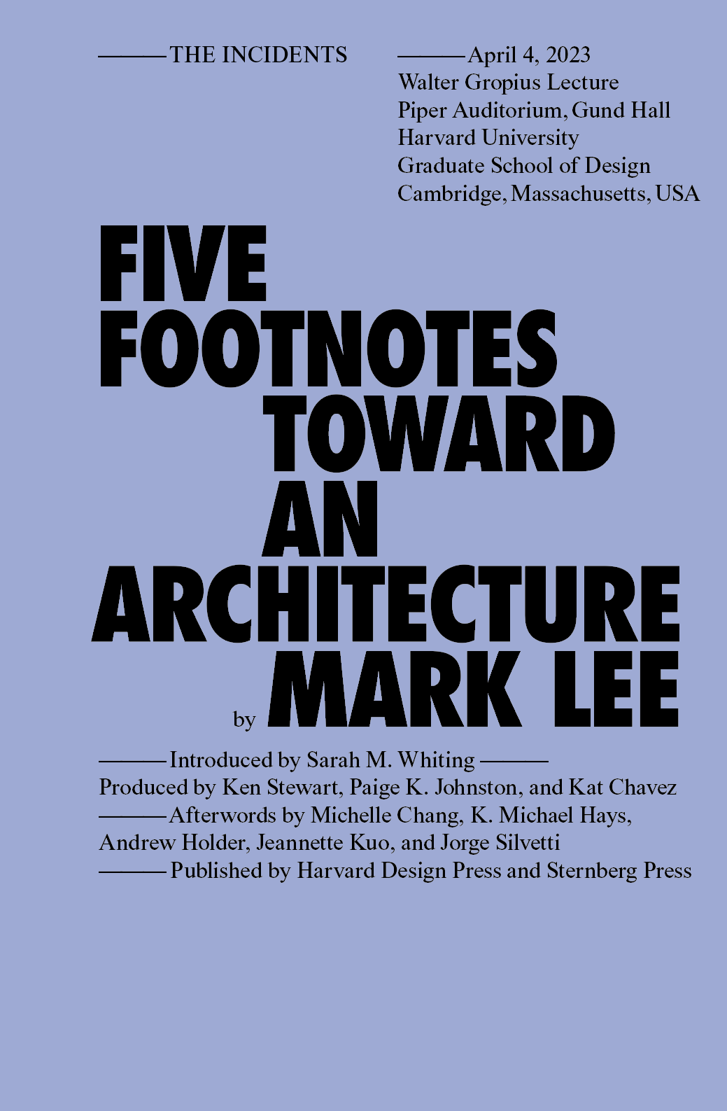Five Footnotes Toward an Architecture – Hochparterre Bücher